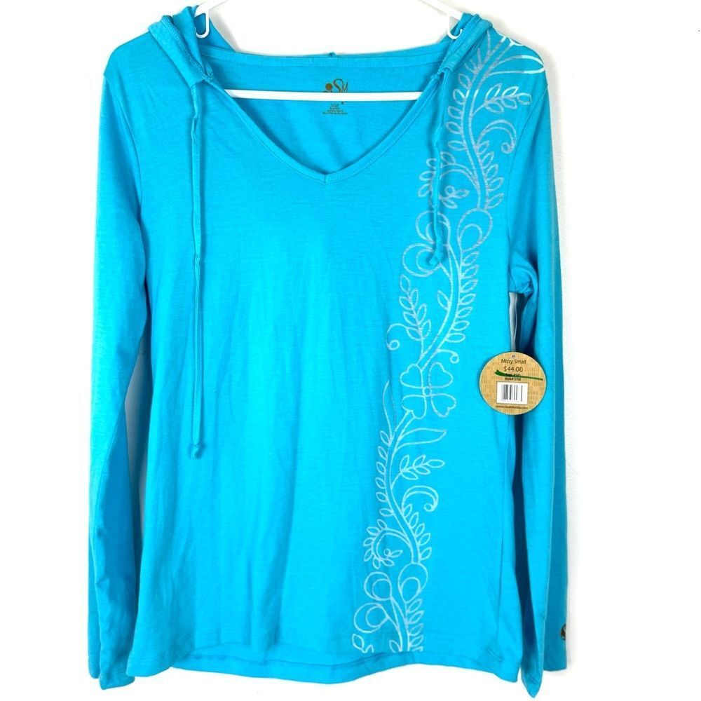 NWT Beautiful Blue Pullover Lightweight Long Sleeve Hoodie Small